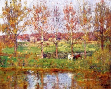 Theodore Clement Steele Painting - Cows by the Stream Theodore Clement Steele